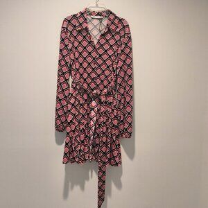 Zara  NWOT Velvet Geometric Print Shirt Dress Size M